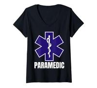 Femme Uniforme ambulancier ambulancier EMT EMT EMS Star of Life T-Shirt avec Col en V