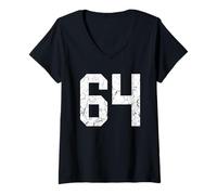 Femme Uniforme de Joueur en Jersey numéro 64 Blanc Vieilli #64 T-Shirt avec Col en V