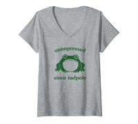 Femme Unimpressed Since Tadpole Funny Frog Silly Graphic T-Shirt avec Col en V