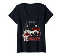 Femme Unique Pirate GNOME and Funny Pi Day Symbol for Math Teacher T-Shirt avec Col en V