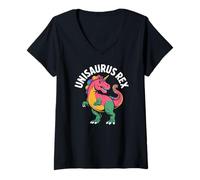 Femme Unisaurus Rex Dinosaure Licorne Fantasy Magic T-Shirt avec Col en V