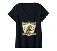 Femme Unité de patrouille de dinosaures, un guerrier disparu mais mortel, Art Tricératops T-Shirt avec Col en V
