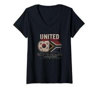 Femme United Beyond Borders Corée du Sud Afrique du Sud Deux Nations T-Shirt avec Col en V