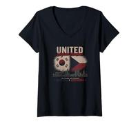 Femme United Beyond Borders Corée du Sud République tchèque Deux Nations T-Shirt avec Col en V