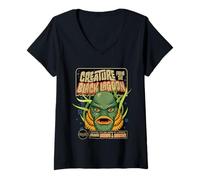 Femme Universal Monsters Creature Retro Halloween Mask T-Shirt avec Col en V