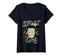 Femme Universal Monsters Frankenstein Don’t Care Retro Goth T-Shirt avec Col en V