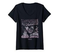 Femme Universal Monsters Frankenstein Original Horror Show T-Shirt avec Col en V