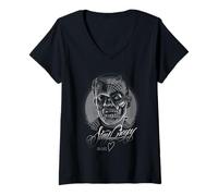 Femme Universal Monsters Frankenstein Stay Creepy T-Shirt avec Col en V