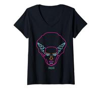 Femme Universal Monsters Neon Bride of Frankenstein Portrait T-Shirt avec Col en V