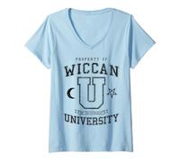 Femme Université Wiccan Hex The Patriarchy Vintage Witch Varsity T-Shirt avec Col en V