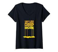 Femme University Varsity-Gold Color Dis Less Drip More Yellow T-Shirt avec Col en V