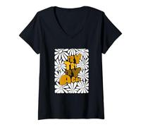 Femme University Varsity-Gold Color Try Again-x3 Jaune T-Shirt avec Col en V