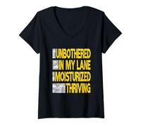 Femme University Varsity-Gold Color Unbothered, Jaune hydraté T-Shirt avec Col en V