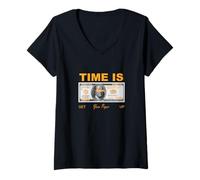 Femme University Varsity-Gold Color, Vous Savez déjà à Quelle Heure T-Shirt avec Col en V