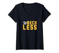Femme University Varsity-Gold Color W-reck-Less Jaune T-Shirt avec Col en V