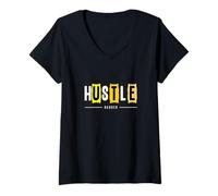 Femme University Varsity-Gold Hustle Harder University Jaune T-Shirt avec Col en V