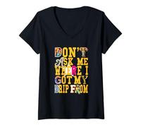 Femme University Varsity-Gold I Gatekeep The Drip Yellow T-Shirt avec Col en V