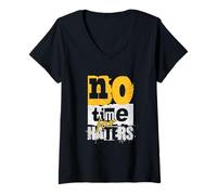 Femme University Varsity-Gold No Time For That Varsity-Gold T-Shirt avec Col en V