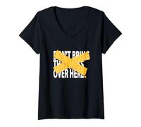 Femme University Varsity-Gold Not Over Here Varsity-Gold T-Shirt avec Col en V