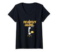 Femme University Varsity-Gold Pick Up The Call Graphique Jaune T-Shirt avec Col en V