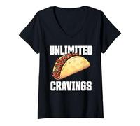 Femme Unlimited Cravings Taco Lover for Lunch Supper Funny T-Shirt avec Col en V