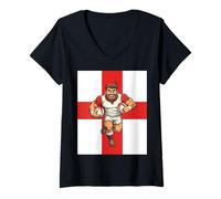 Femme Unstoppable Charge Cartoon Rugby Power Run T-Shirt avec Col en V