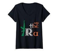 Femme Up The Ra Irish Heritage Celtic Pride Brigade Music & Craic T-Shirt avec Col en V