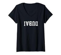 Femme Upside Down Emirats Arabes Unis City Name Dubaï T-Shirt avec Col en V