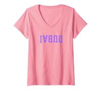 Femme Upside Down Emirats Arabes Unis City Name Dubaï T-Shirt avec Col en V
