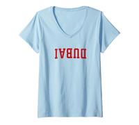 Femme Upside Down Emirats Arabes Unis City Name Dubaï T-Shirt avec Col en V