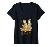 Femme Urashima Taro Fisherman et la Princesse des Mers T-Shirt avec Col en V
