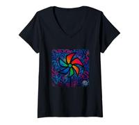 Femme Urban Art Roue à Vent Tourbillon T-Shirt avec Col en V