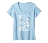 Femme Urban Grunge Skull Harajuku Clothing Japanese Aesthetic T-Shirt avec Col en V