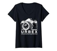 Femme Urbex Photographe Documenting Decay Respect Histoire T-Shirt avec Col en V