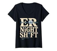 Femme Urgences de Nuit Urgences Vie infirmière T-Shirt avec Col en V