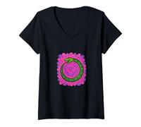 Femme Uroboros - Symbole de Serpent - Cycle éternel - Temps Mystique T-Shirt avec Col en V