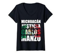 Femme Uruapan Michoacán México, Carlos Manzo, Mexicans Michoacano T-Shirt avec Col en V
