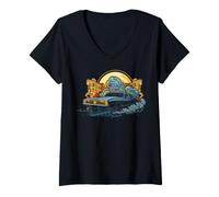 Femme US Cars - Voiture Classique T-Shirt avec Col en V
