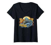Femme US Cars - Voiture Classique T-Shirt avec Col en V