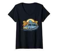 Femme US Cars - Voiture Classique T-Shirt avec Col en V