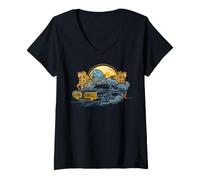 Femme US Cars - Voiture Classique T-Shirt avec Col en V