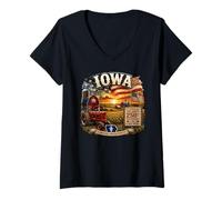 Femme USA 250e Anniversaire Iowa Pride T-Shirt avec Col en V