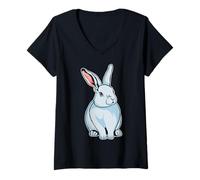 Femme USA Amérique - Animaux - Lièvre d'Amérique T-Shirt avec Col en V
