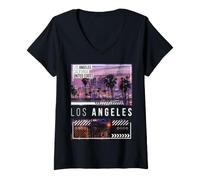 Femme USA et City Trip à Los Angeles T-Shirt avec Col en V