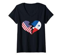 Femme USA et Panama Broken Heart International Love T-Shirt avec Col en V