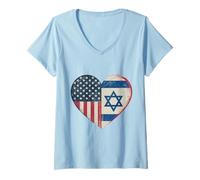 Femme USA Israël Heart - Double citoyenneté T-Shirt avec Col en V