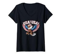 Femme USA USA Patriotic Eagle Lunettes de soleil United States Pride T-Shirt avec Col en V