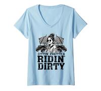 Femme UTV SXS Sittin Pretty Off Road Girl Passenger Princesse T-Shirt avec Col en V