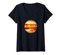 Femme Œuvre d'art d'astronomie Spatiale du système planétaire Solaire de Jupiter T-Shirt avec Col en V