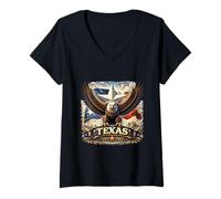 Femme Œuvre d'art de la Texas Lone Star Eagle State Pride T-Shirt avec Col en V